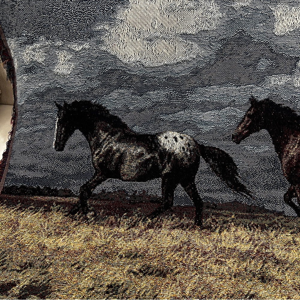 Horse Tapestry Throw Blanket Artwork by C. Cummings "Running Free" Multicolor - Picture 3 of 7